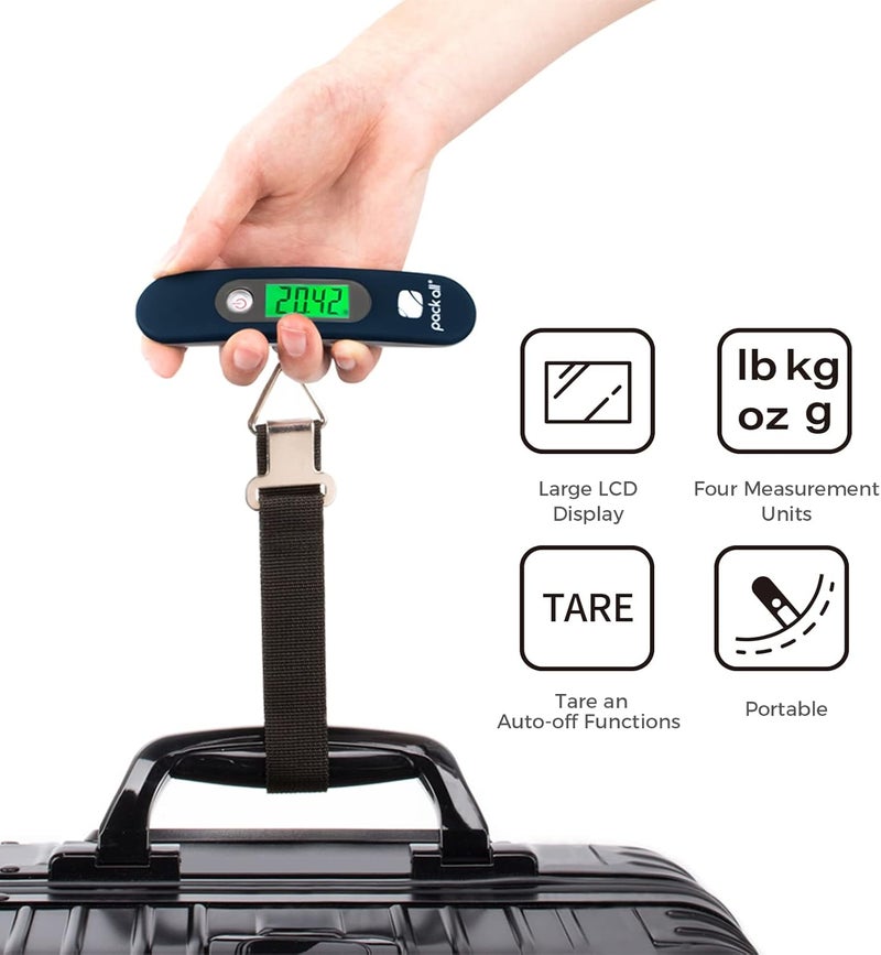 pack all 110 Lbs Luggage Scale, Digital Handheld Luggage Scale, Baggage Scale, Travel Weight Scale for Luggage with Backlit LCD Display, Battery Included, Blue - Image 3